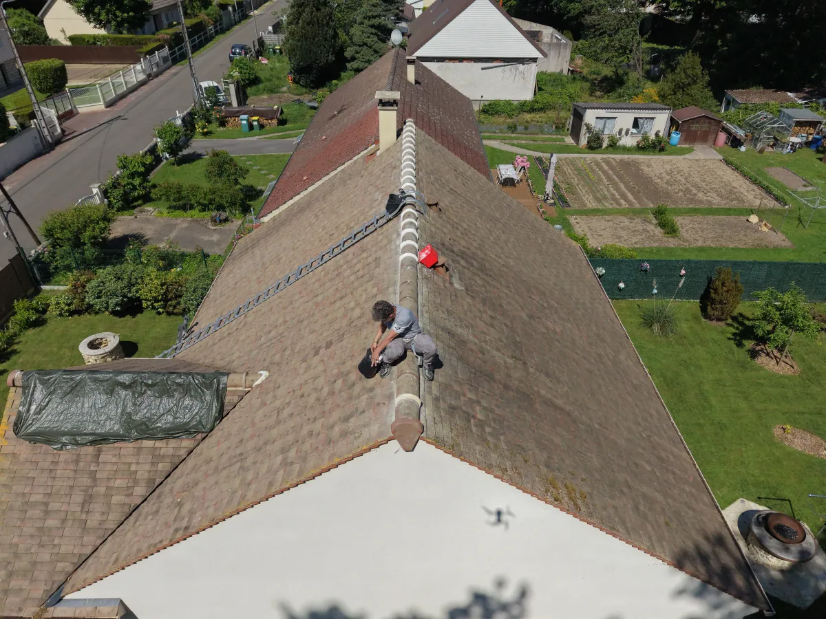 Chantier couverture toiture drone Yvelines — MS Couverture Sullivan Michelet