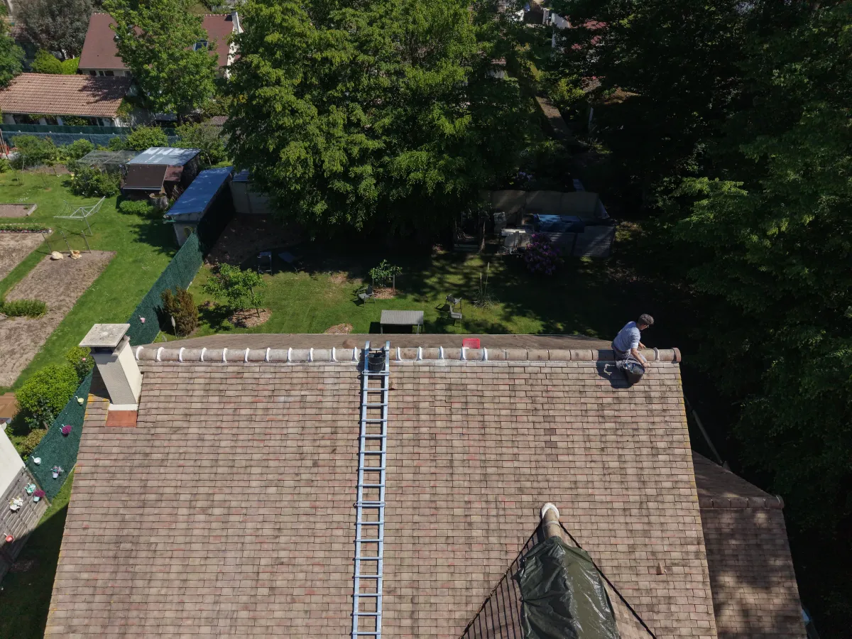 Chantier couverture toiture drone Yvelines